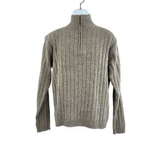 Oscar De La  Renta 1/4 Zip Heathered Sweater Size XL Long Sleeve Cotton Blend